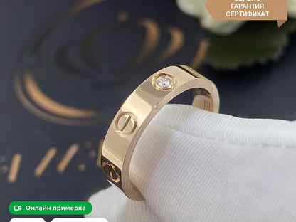 Обручальное кольцо Cartier Love маленькая модель розовое золото 585 проба 1 шт. бриллиант 0.0954 кар